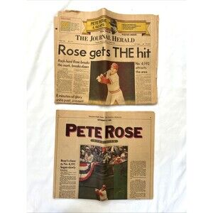 Pete Rose 4192 Headline Newspaper Sept 12, 1985 The Journal Herald Dayton Ohio